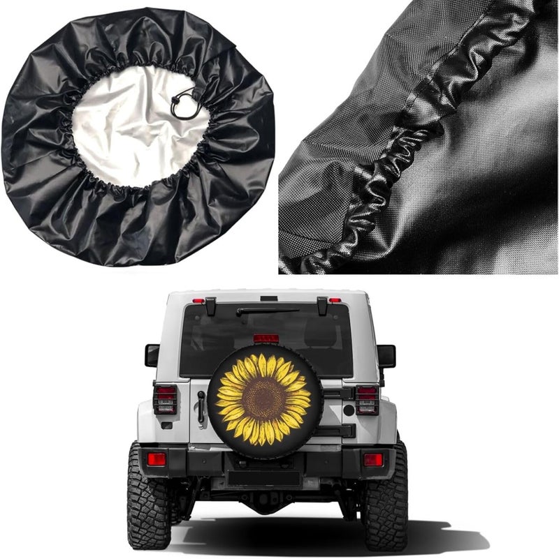 Foruidea Retro Sunflower Spare Tire Cover Dust-Proof Wheel Tire Cover Fit Trailer, RV, SUV and Many Vehicle 14 Inch - Image 5